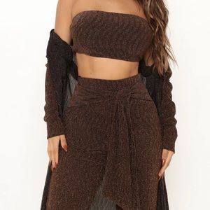 3 PIECE METALLIC KNIT PANT SET